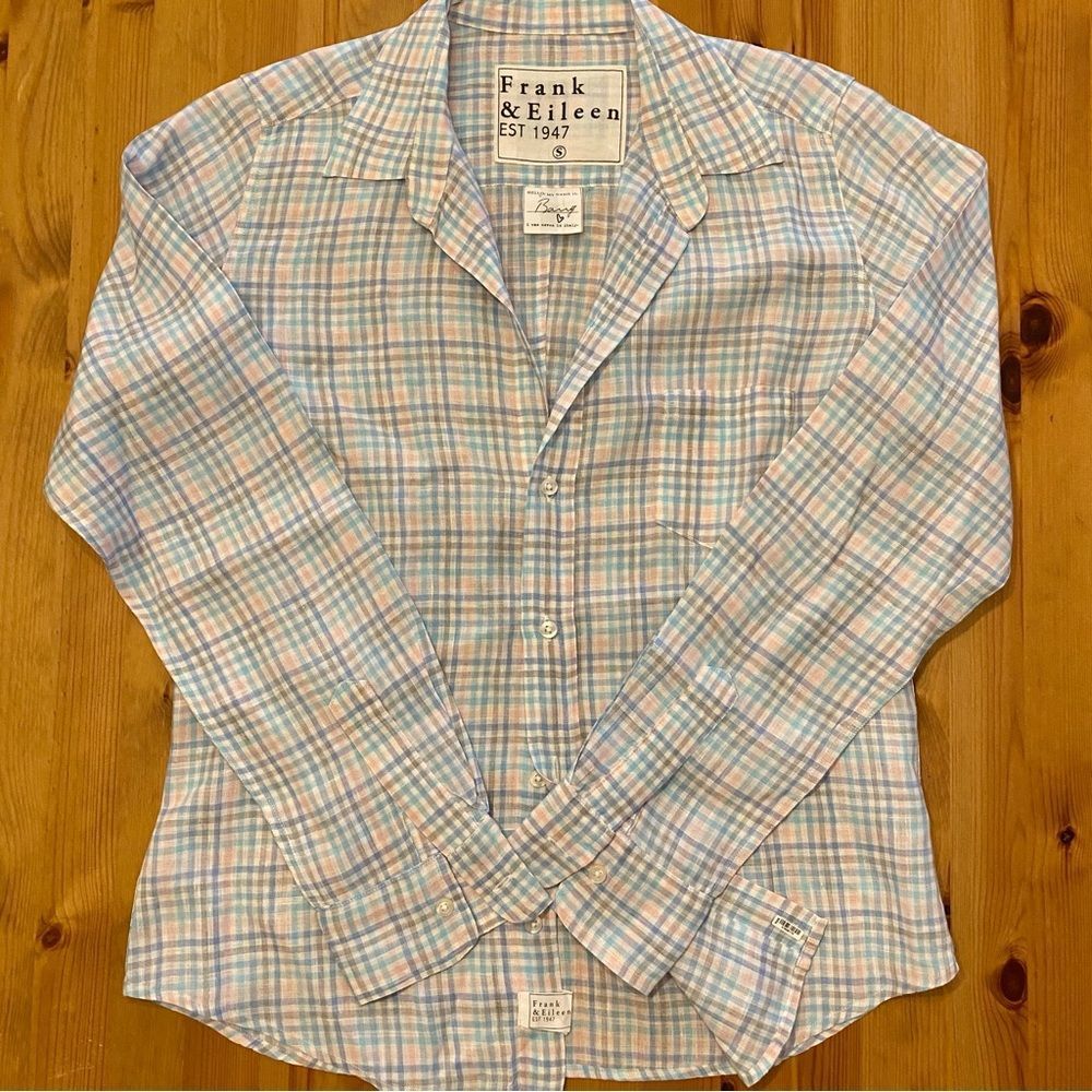 Frank & Eileen Linen Plaid Button Down Barry Shirt Classic Vanilla Girl